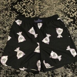 Hoodrich Black Shorts with Purple Money Bag Print